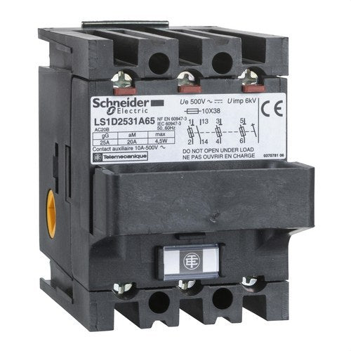 Seccionador 25A con referencia LS1D253A65 de la marca SCHNEIDER ELECTRIC.