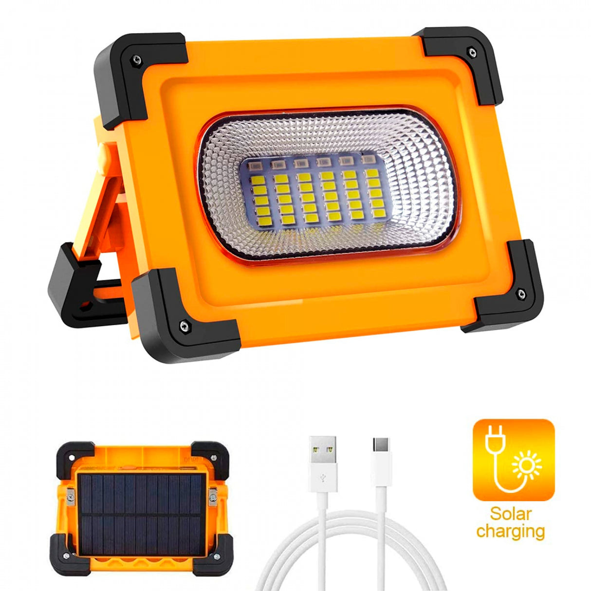 Foco Proyector Solar Led Portátil Con Batería Power Bank 30W LEDME