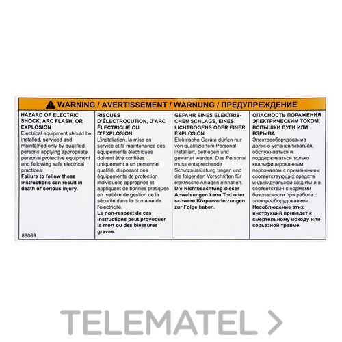 Juego etiquetas de alerta de seguridad (12u) con referencia 88069 de la marca SCHNEIDER ELECTRIC.