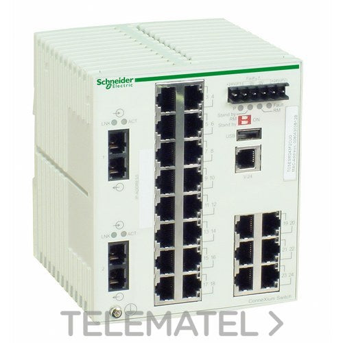 Interruptor GestProf_22x100TXRJ45,2x100FXFOMul con referencia TCSESM243F2CU0 de la marca SCHNEIDER ELECTRIC.