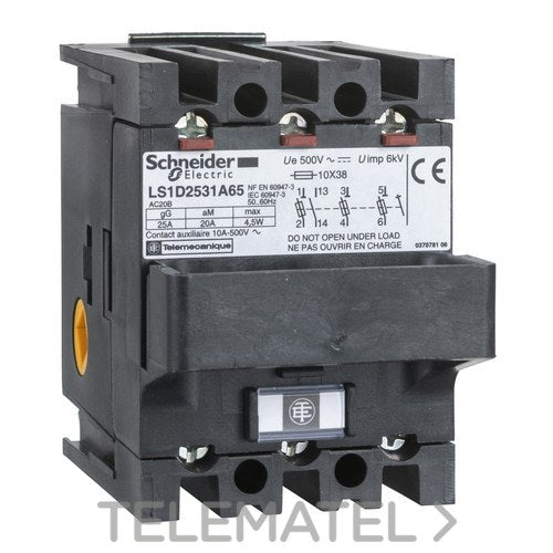 Seccionador 25A con referencia LS1D253A65 de la marca SCHNEIDER ELECTRIC.