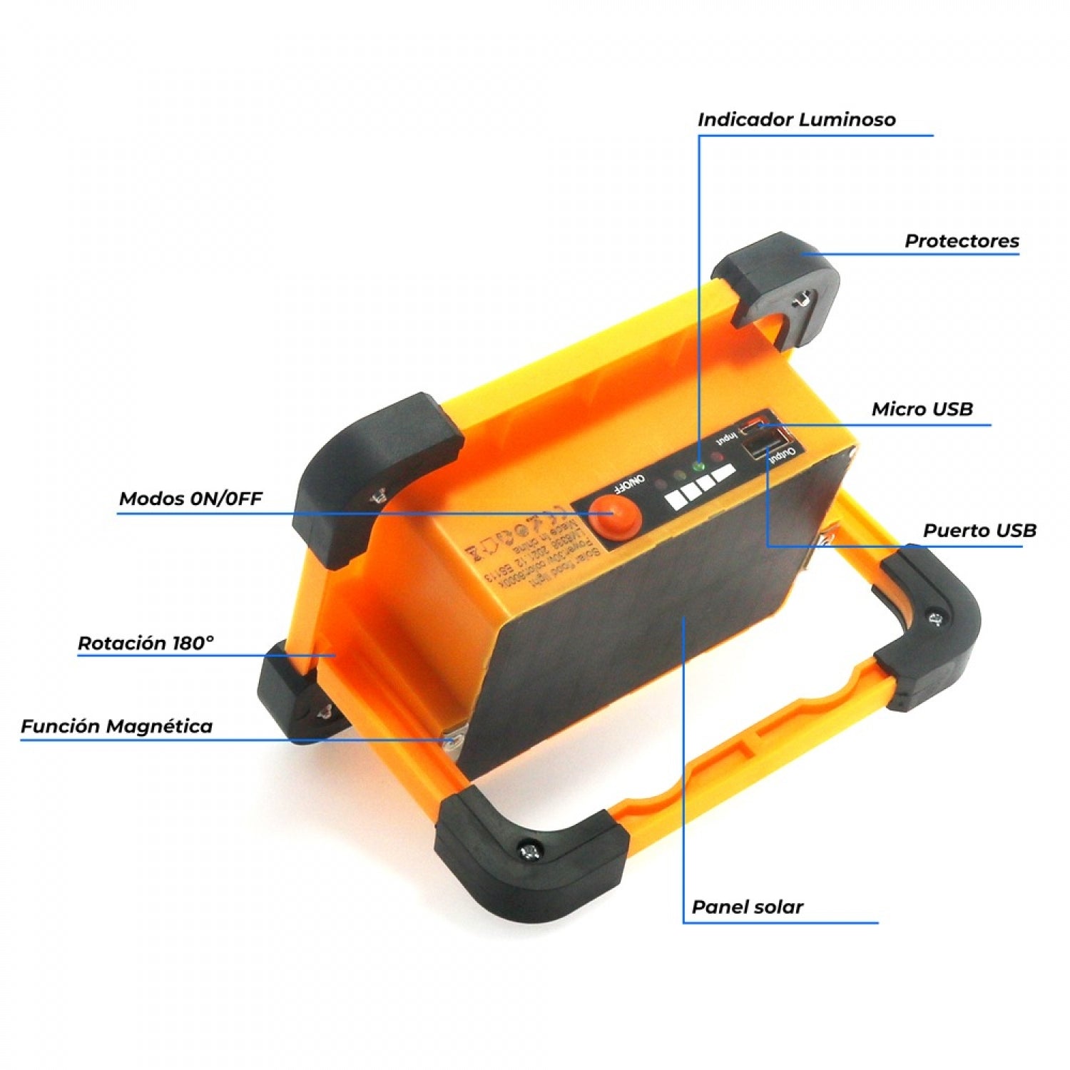 Foco Proyector Solar Led Portátil Con Batería Power Bank 30W LEDME